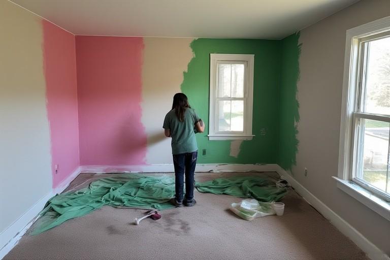 Pink Green Living Room Paint Makeover