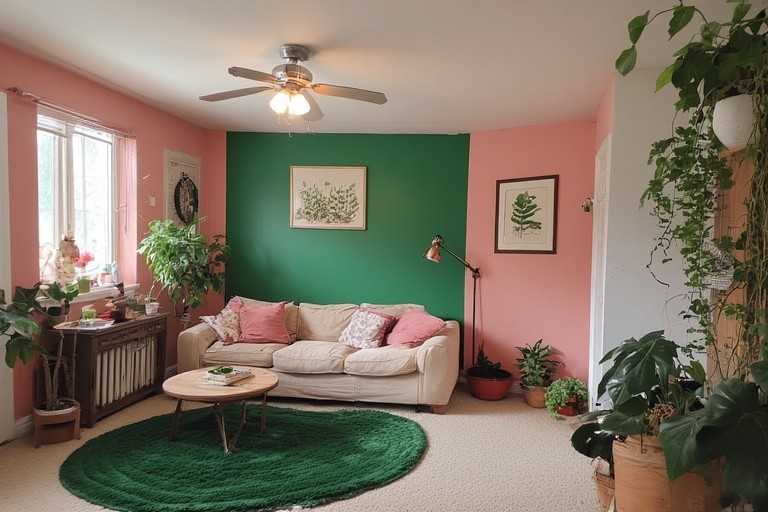 Pink Green Living Room Paint Makeover